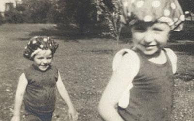 Ellen Douglas and her Younger Sister Barbara Playing on their Estates in Cedar Rapids, Date Unknown