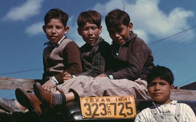 Boys Sitting on a Truck in Robstown, Texas, January 1942