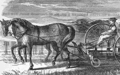 This 1862 advertisement shows a double plowing machine that claims it will save farmers time and money when compared to a common plow.