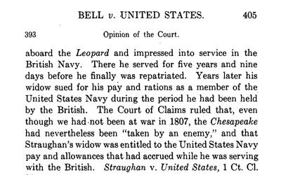 The Supreme Court’s ruling on a case where Veterans of the Korean War were denied their pay while they were in a POW camp in North Korea.