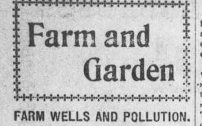 "Farm Wells and Pollution" Newspaper Article, February 25, 1916