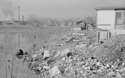 Dubuque "Shacktown" Near the Banks of a Polluted Stream, April 1940
