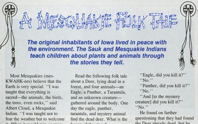 "A Mesquakie Folk Tale" in The Goldfinch, September 1991