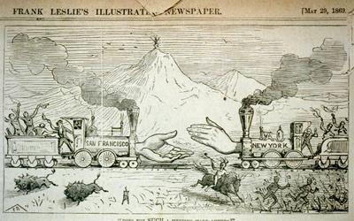 Image symbolizing the connection of the transcontinental railroad