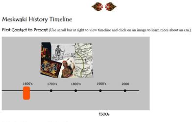 Timeline of Meskwaki people from the early 1880’s to present.