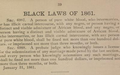 "Black Laws" of 1861, 1864 and 1878