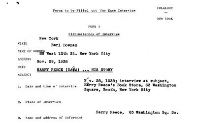 This interview was collected in 1938 by the Federal Writers’ Project, a component of the Work Projects Administration. In the interview, Harry Reese described his first trip to Chicago around 1900. Reese was born and grew up in rural Illinois.