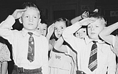 First-Graders Saluting the Flag at a Public School in New York, October 1942