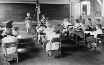 A schoolhouse in West Virginia sometime between 1935 and 1942.