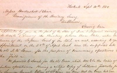 This letter was a report by surveyors commissioned to confirm the line between Missouri and Iowa in 1850.