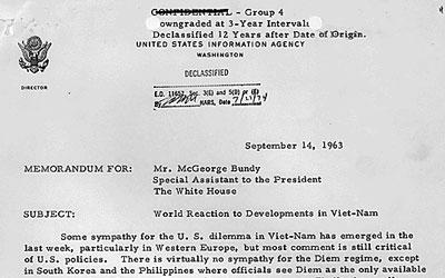 The letter outlines disapproval around the world for the Diem regime.  