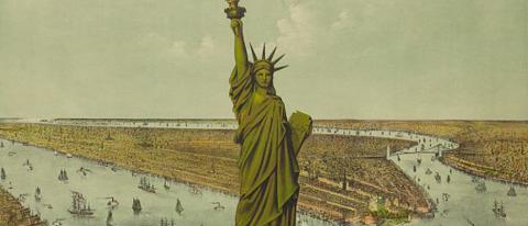 The great Bartholdi statue, liberty enlightening the world: the gift of France to the American people.