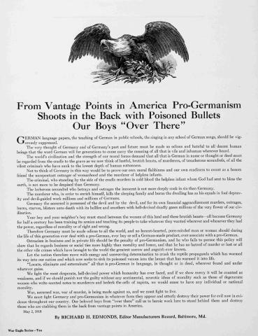 Poster encouraging Americans to support the war effort in 1918. 