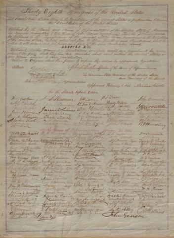 Joint Resolution Submitting the 13th Amendment to the States, February 1, 1865
