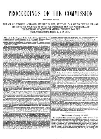 After election day in 1876, nineteen electoral votes from Florida, Louisiana, and South Carolina remained disputed because rival Democratic and Republican state election boards claimed victory in each of the three states. The Democrat Samuel J. Tilden needed only one electoral vote to win, whereas Rutherford B. Hayes, the Republican nominee, needed all nineteen. 