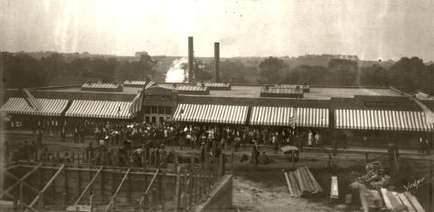 This photograph is of Monroe Mercantile, the Consolidation Coal Company’s company store in Buxton, Iowa, at its grand opening following a rebuild after the first store was destroyed by fire. The photo is from 1911.