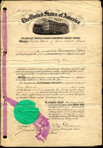 This document is the first page of a patent granted to Mr. Moore for his Gilpin Sulky Plow in 1875.