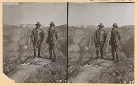 Theodore Roosevelt and John Muir on Glacier Point.