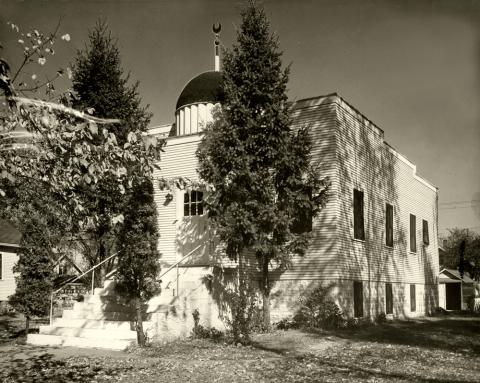 Mother Mosque of America, also once known as Moslem Temple, was the first and is the oldest surviving mosque in the United States. The photo was taken in Cedar Rapids, Iowa, on October, 1950