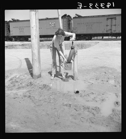 Water Faucet by the Packing Sheds in Edison, California, April 1938