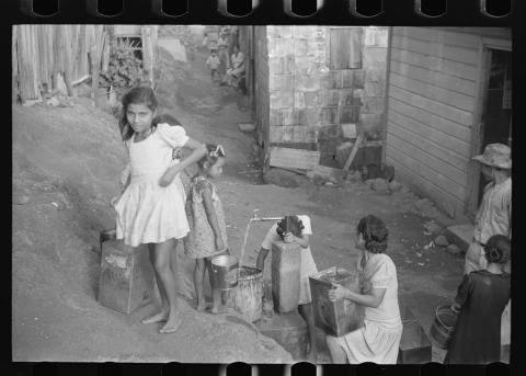 Children Waiting in Line for Water in Yauco, Puerto Rico, January 1942