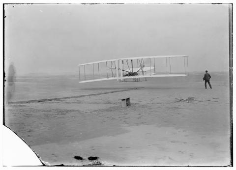 First Flight of Wright Brothers in Kitty Hawk, North Carolina, December 17, 1903