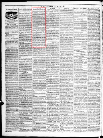 This newspaper from 1849 was published in the Burlington Hawk-Eye to describe the destitution prevalent in Ireland.