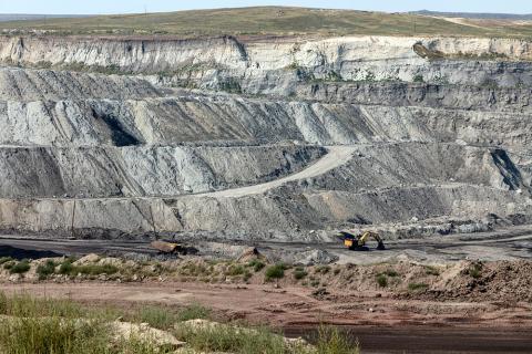 View into the Eagle Butte coal mine in Gillette, in Wyoming's Powder River Basin
