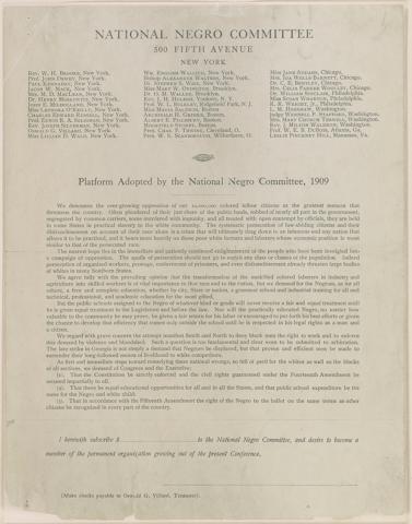 "National Negro Committee," 1909