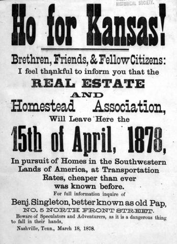 "Ho for Kansas" Advertising Flyer, March 18, 1878