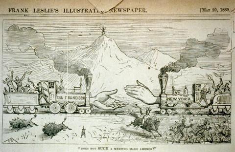 Image symbolizing the connection of the transcontinental railroad