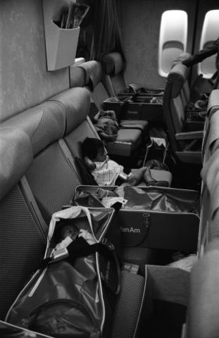 Vietnamese babies aboard an airplane bound for the U.S. as part of Operation Babylift
