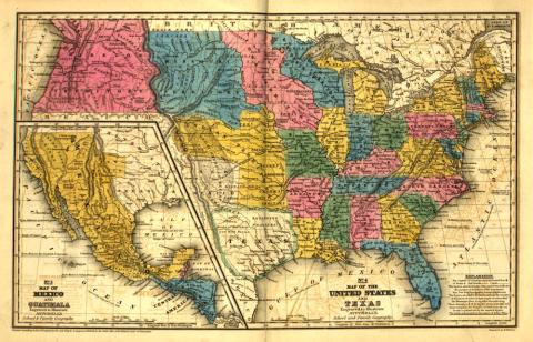 This map was created for a school atlas in 1939; it shows the territories and states created from the Louisiana Territory Purchase. 