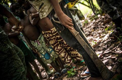 Children being rescued from chocolate industry exploitation and trafficking in Côte d’Ivoire.