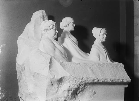 This monument features prominent leaders of the women’s suffrage movement. 