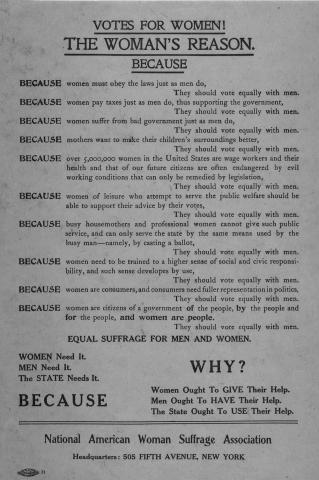 “Votes For Women! The Woman's Reason" By The National American Woman ...