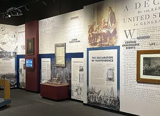 A wide shot of the Civics in Action exhibit