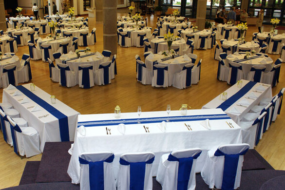 State Historical Building atrium set up for a banquet