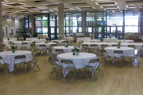 State Historical Building atrium set up for a banquet