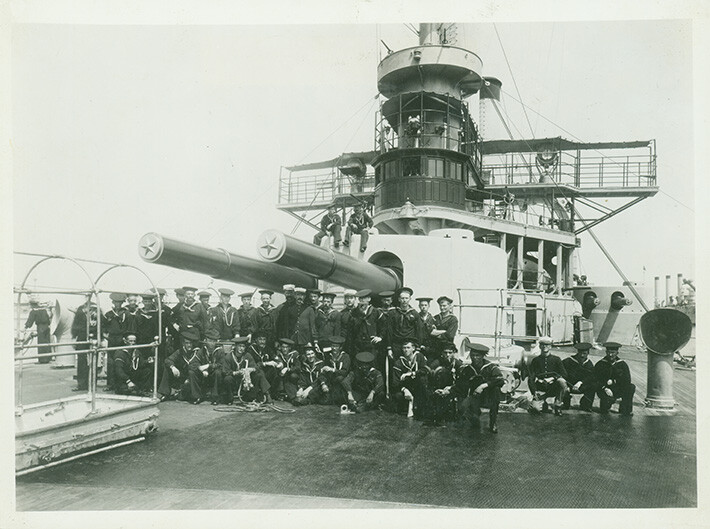 USS Iowa Crew on Deck of Ship.
