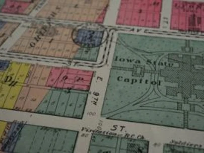 View of a Sanborn Fire Map on a table.